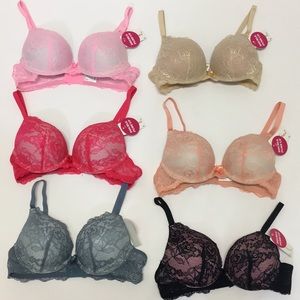 NWT Set Of 6 Bra Lace Double Push Up Pad B & C Cup